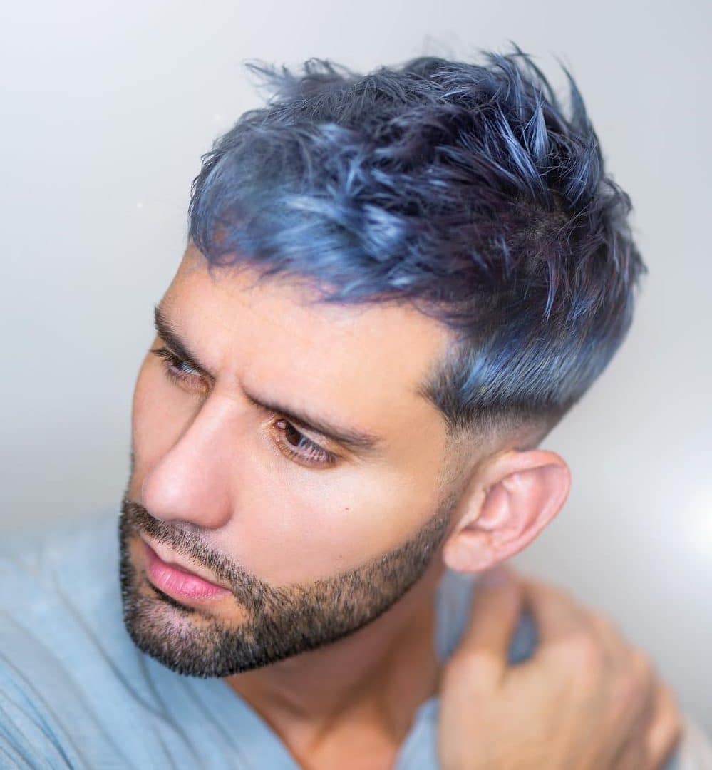 Blue Spiky Hair Messy Hairstyles For Guys