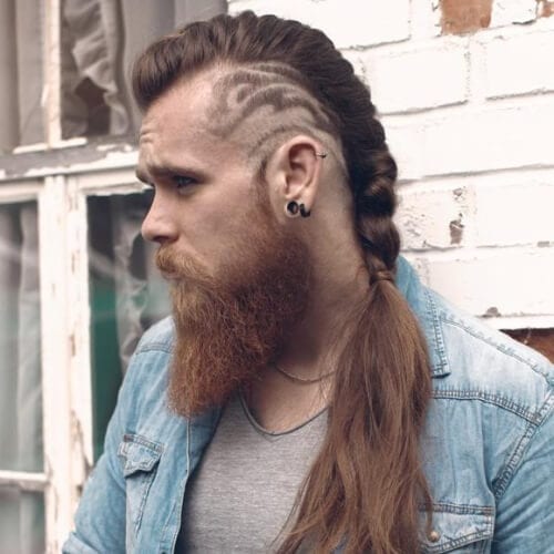 Giant Mohawk Braid with Decals and Long Groomed Beard