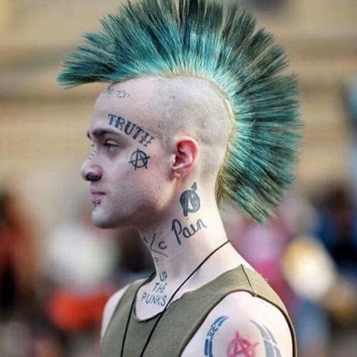 Teal Mohawk with Blonde Roots