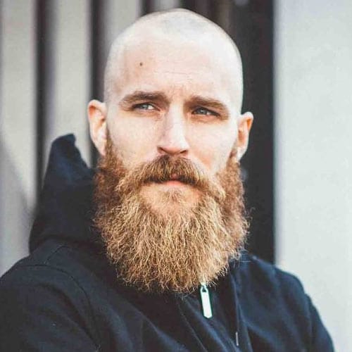 Cool Thick Beard Style with Clean-Shaven Head
