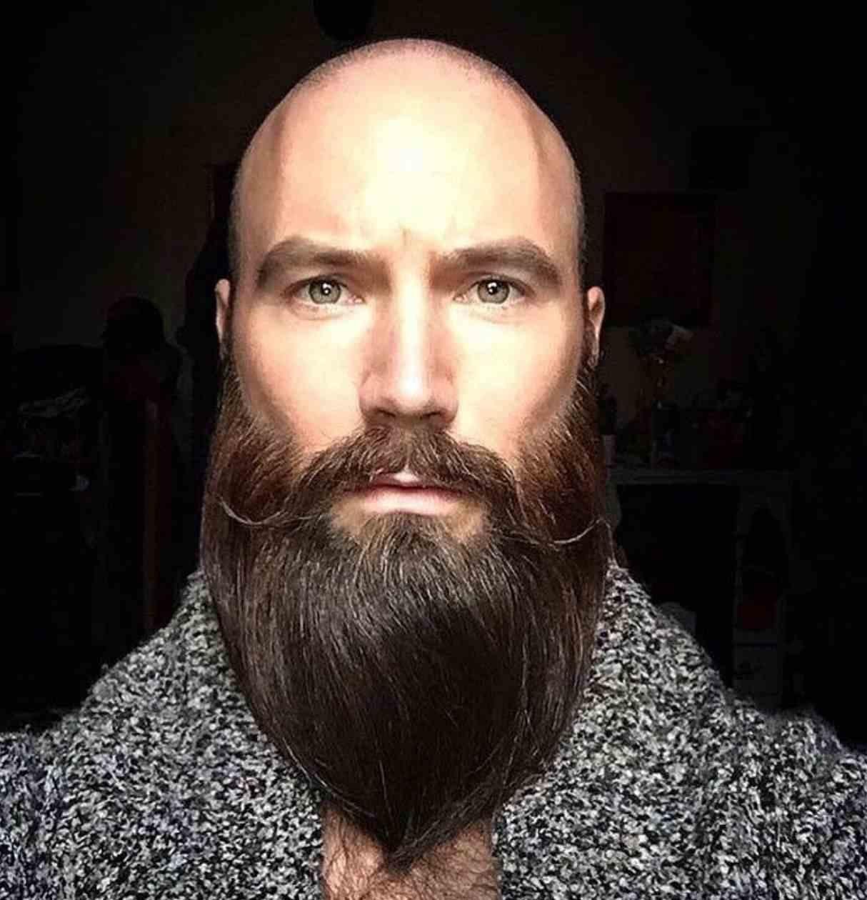 Shaved head with beard Handlebar Moustache