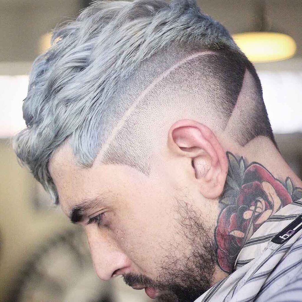 Side Swept Undercut with high skin fade