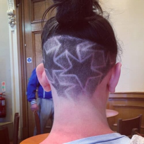 Star Designs Haircuts with Top Knot