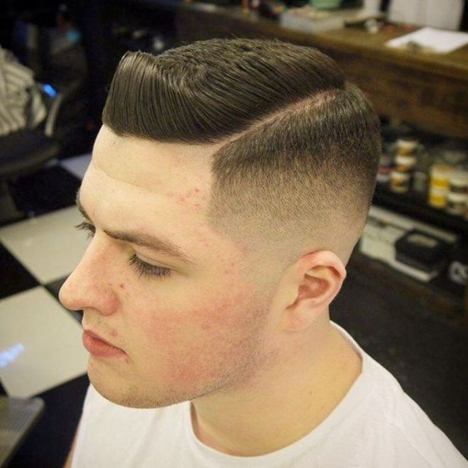 High and Tight Fade with Hard Part